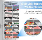Over The Door Organizer Multi Pocket,5 Tier Large Hanging Shelf for Storage Kids Toys, Diapers, Clothes,Yarn,Heavy Duty Behind Door Storage for Bedroom Bathoom Nursery Closet Pantry,Gray