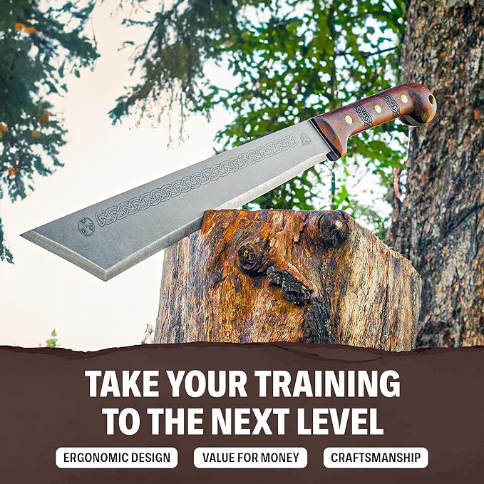 Condor Tool & Knife Argyll Scottish Heavy Duty Machete - 1075 High Carbon Steel - Walnut Handle - Hand Crafted Welted Leather Sheath - Cutlass Machete - 4.5mmThick - 12.21in Blade - 27.87oz