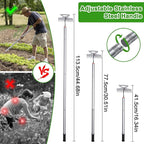 New Adjustable Uprooting Weeding Tool with Long Handle,11-Teeth Weed Puller Rake 2-in-1 Hand Weeder Garden Tools for Garden&Backyard,Manganese Steel Weeder Pulling Tool for Weeding Loosening Planting