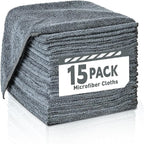 Microfiber Cleaning Cloths Bulk Pack-15 Pack, Microfiber Towels Bulk, Towels for Cars, Cleaning Rags Gray (12x12 inches)