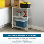 Steel Shelving Unit, 250-Pound Capacity Per Shelf, Adjustable Heights, Rust-Resistant, NSF-Certified for Pantry Organizers, Laundry Room Organization, Storage Shelves
