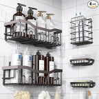 5-Pack Rustproof Stainless Steel Shower Caddy – No Drill Adhesive Bathroom Organizer with Large Capacity, Spacious Shower Shelves for Inside Shower, Kitchen & Home Decor Storage-XL Size