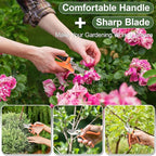 Pruning Shear, Premium Gardening Scissors for Rose Bushes, 7.5IN Garden Pruner Effortlessly Cuts 0.6IN Branches with Stainless Steel Blades Softgrip, One-Hand Lock Garden Clippers for Shrubs