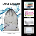 Berlune 30 Pack 24 x 36 Inches Large Mesh Bags for Laundry, Wash bags, Sturdy Mesh Material Closed with Drawstring, Factory, University, Dormitory, Travel and Apartment Dweller (Black)