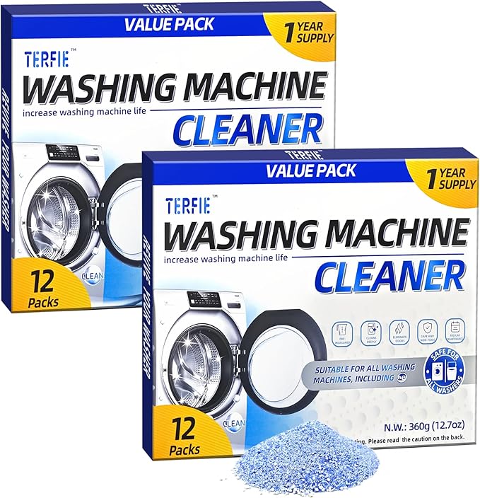 Washing Machine Cleaner Powder - 24 Month Supply, Deep Clean Descaler & Odor Eliminator, Eco-Friendly Formula for All Machines (24 Pack)