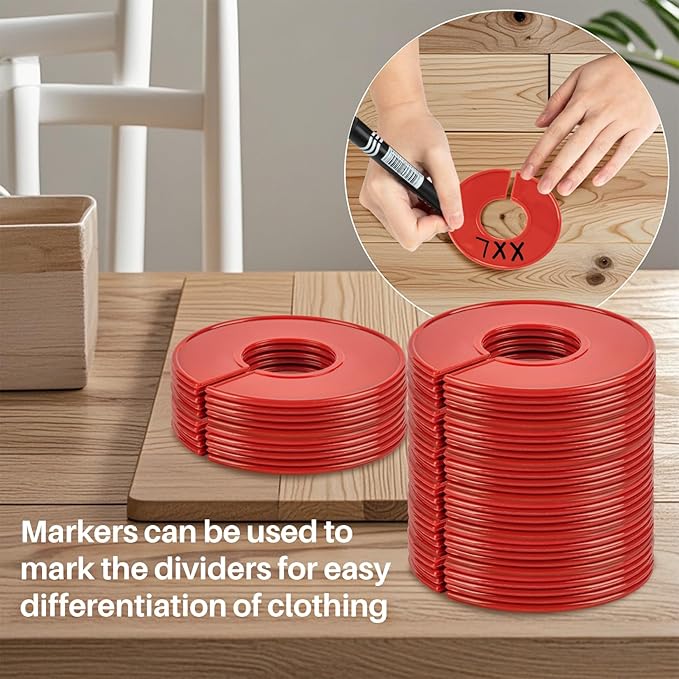 Sukh Baby Closet Dividers 30pcs - Plastic Clothes Organizer Shelf Tags Labels for Clothing Rack Wardrobe Store Warehouse Nursery Must Haves Boutique Supplies Sturdy Durable Flexible No Burrs (Red)