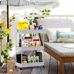 SPACEKEEPER Rolling Storage Cart 3 Tier Bathroom Cart Organizers with Wheels Laundry Room Organization Mobile Shelving Unit Utility Cart Storage Shelves Multi-Functional for Office, Home, Gray