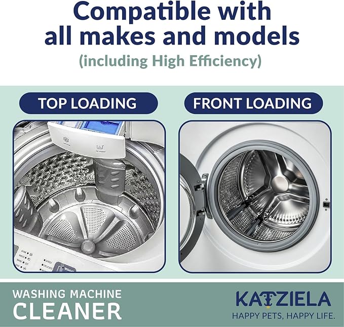 Katziela Washing Machine Cleaner Tablets Laundry Machine Cleaner & Pet Odor Remover Deep Cleaning Tablets for Front and Top Load Washers