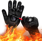 BBQ Fireproof Gloves, Grill Cut-Resistant Gloves 1472°F Heat Resistant Gloves, Non-Slip Silicone Oven Gloves, Kitchen Safe Cooking Gloves for Oven Mitts,Barbecue,Cooking, Frying,13.5 Inch-Black