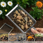 2 PCS 2-in-1 Gardening Soil Sifter Set with 2/2.8mm Mesh, Garden Sieve & Shovel Sifter Screen Potting Scoop for Sand, Dirt, Rock Compost, Stainless Steel & Ergonomic Handle