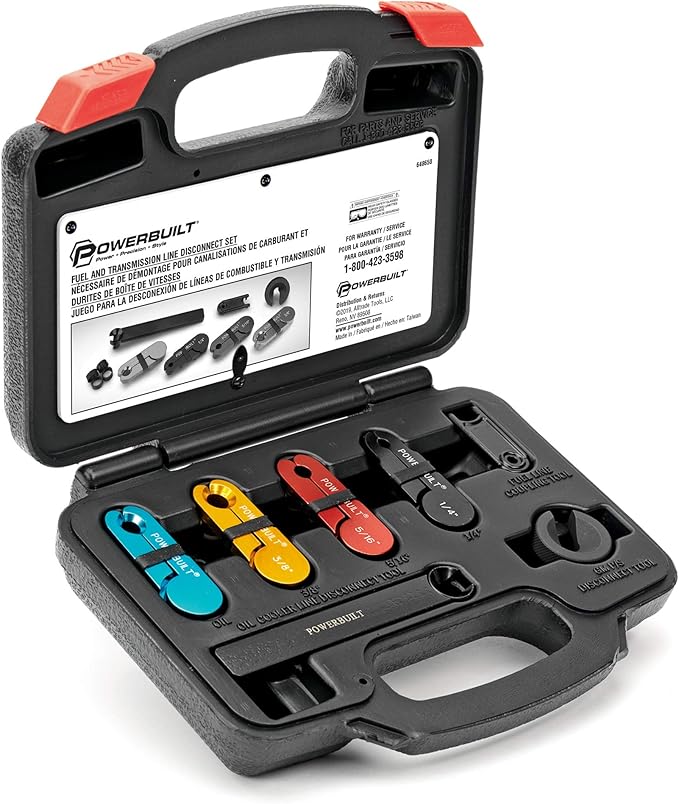 Powerbuilt 11 Piece Fuel and Transmission Line Disconnect Kit, Quick Disconnect Tool Set for A/C Fuel and Transmission Systems, GM Power Steering Disconnect, For Ford GM Dodge - 648650