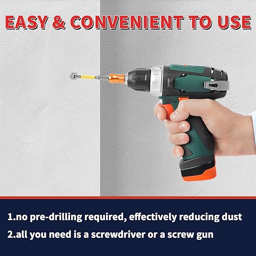 Drywall Anchors and Screws Kit, 100 Pcs Self Drilling Drywall Anchors, 50 Pcs Zinc Sheetrock Anchors and 50 Pcs #8 x 2 Metal Screws, Heavy Duty Hollow Wall Anchors, 75 Lbs Hanging Mounting