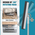 KOLLIEE Floor Squeegee 59" Adjustable Long Handle Professional with Hook Water Squeegee Foam Blade for Concrete Floor Tile Pet Hair Floor Wiper Grey