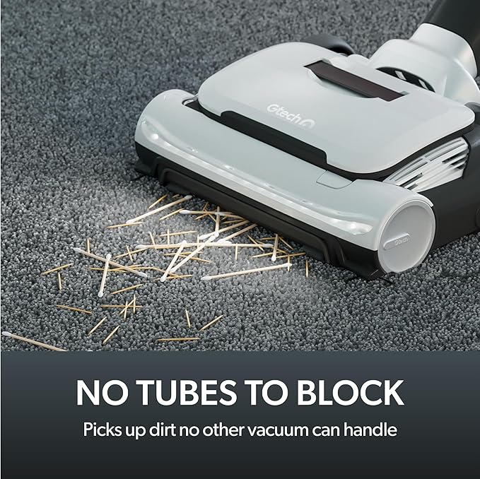 Gtech AirRAM 3 Cordless Vacuum Cleaner with Anti-Hair Wrap Bar - Dual Edge-Clean Brushes - Perfect for Carpet and Hardwood Floors - Rechargeable 22v Li-ion Battery - Lightweight - New Model/Red Thread