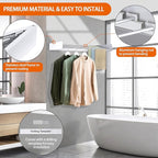 FOCHIER F Laundry Drying Rack Wall Mounted Clothes Drying Rack Collapsible with 4 Aluminum Rods and Drilling Template Long Screwdriver Bit 60 lbs Capacity (White, 40")