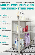 susunnus Stainless Steel Shelves 23.6in-4 Tier, Stainless Steel Shelf Organizer, Kitchen Storage Shelves, Artistic Texture, Pragmatic & Sturdy & Waterproof