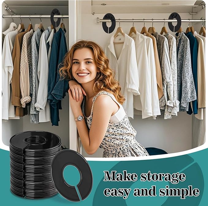 Sukh Baby Closet Dividers 30pcs - Plastic Clothes Organizer Shelf Tags Labels for Clothing Rack Wardrobe Store Warehouse Nursery Must Haves Boutique Supplies Sturdy Durable Flexible No Burrs (Black)