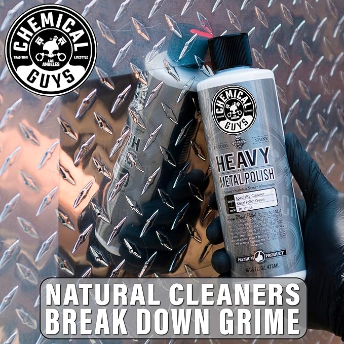 Chemical Guys Heavy Metal Polish Restorer and Protectant - Cleans, Restores, and Protects Chrome, Aluminum, Stainless Steel, and More, Safe for Cars, Trucks, Motorcycles, RVs, and Boats - 16 oz