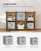 SONGMICS 6 Cube Storage Organizer, Modular Bookshelf, DIY Closet Organizers and Storage, Plastic Stackable Shelves, 14.6 x 13 x 13 Inch Cubes, with Feet and Rubber Mallet, Rustic Brown ULPC206A01