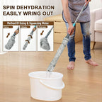 Self Wringing Mop Floor Cleaning, Easy Squeeze Twist Mop, Heavy Duty Wet Mops for Cleaning Hardwood Tile Vinyl Laminate Floors (Gray- 2 Head)