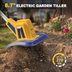 Cordless Tiller Cultivator Compatible with Dewalt 20V Battery, Electric Garden Rototiller w/270 RPM, 48 Steel Tines, 8.7" Tilling Width, 6.3" Depth, Portable Rotary Tiller, 4.0Ah Battery Included