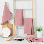Homaxy 100% Cotton Waffle Weave Kitchen Dish Towels, Ultra Soft Absorbent Quick Drying Cleaning Towel, 13 x 28 Inches, 8-Pack, Dried Rose