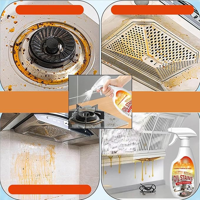 Fiell Clean Up Kitchen Oil Stains, Heavy Oil Cleaner Stain,Oil StainsClean Up Kitchen,Clean Up Kitchen Oil Stains Spray-Heavy Duty Degreaser & Foam (1pc)