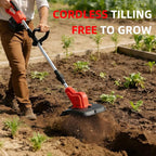 Cordless Tiller Cultivator, 360PRM Electric Garden Tiller, with 2X4.0Ah Batteries & LCD Display, 48 Steel Tines, 9" Tilling Width, 6.6" Depth, Battery Powered Rotary Tiller Lawn/Soil Cultivation