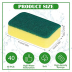 40 Pack Cleaning Sponges Kitchen High Density Dish Sponges Scrub Sponge Multi-Surface Cleaning Scrubber Pad, Durable Dishwashing Sponge Bulk Cleaning Supplies for Washing Dishes, Home, Bathroom, Car