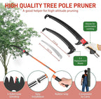 VINGLI Manual Pole Saw for Tree Trimming, 26 ft Extendable Tree Pruner, Sharp Steel Blade and Scissors, High Tree Branch Cutter with Lightweight 8 Fiberglass Long Handles, for Pruning Palms and Shrubs