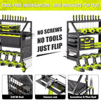 Power Tool Organizer Wall Mount with Charging Station, 8 Drill Holder with 8-Outlet Power Strip, Garage Cordless Drill Storage and Organization, Battery Utility Rack