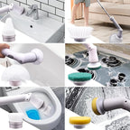 Electric Spin Scrubber,Cordless Power Cleaning Brush with 6 Brush Heads-Dual Speed,IPX7 Waterproof Adjustable Extension Handle,Bathroom Shower Scrubber for Grout,Tile,Tub, Floor,Car