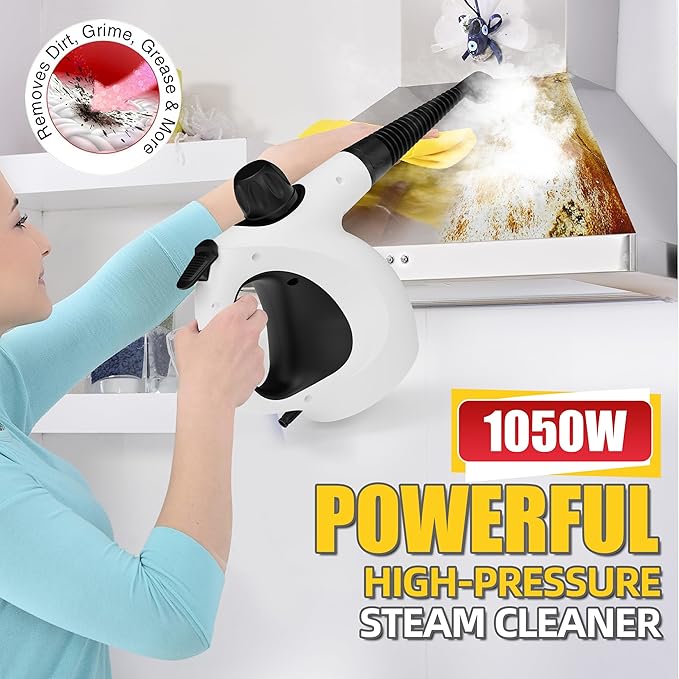 Pressurized Upgraded Handheld Steam Cleaner for Home with 13 pcs Accessories, Chemical-Free Multi-Purpose 450ML Steamer for Cleaning Car, Furniture, Floor, Tile Grout and Home Use