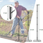 49'' Bow Rake ，17 Tines Metal Head Rakes with Stainless Steel Handle，Heavy Duty Garden Rake for Loosening Soil Gathering Leaf Leveling Lawn Farming Land Management Yarn Thatch Rake