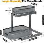 2-Pack Under Sink Storage Organizer with 2-Tier Slide Out Drawer, Sophisticated Mesh Pull Out Shelf for Kitchen & Bathroom, Fits Small Items, Upgraded Arched Track for Smooth Gliding(Patented)