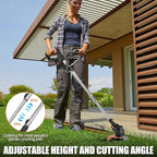 Electric Weed Wacker Cordless Eater Battery Powered, 21V Lightweight Stringless Grass Trimmer/Edger/Brush Cutter, 3 in 1 Weed Trimmer with 2 Battery Operated and Wheels for Yard and Garden