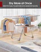 Clothes Drying Rack - Foldable Laundry Drying Rack for Clothing & Bedding, Easy-to-Assemble, Space-Saving Metal Airer with Non-Slip Feet, Indoor & Outdoor Use, 55.5"×22.8"×36.6", Gray
