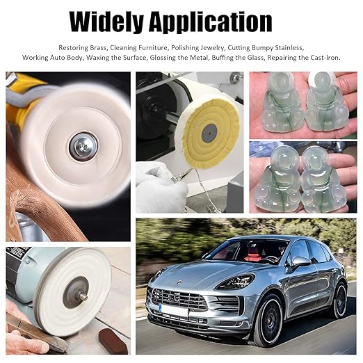 KingTool 13pcs Buffing Wheels Set - 6pcs 6" Buffing Polishing Wheel with 1/2" Arbor Hole, Crimped Wire Wheel with 1/2"-5/8" Inserts, 3pcs Polishing Compound, 15" Buffing rake, 2pcs Microfiber Towel