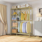 VIPEK V7 Clothes Rack Heavy Duty Max Load 670lbs, Garment Rack with 5 Tiers Adjustable Shelves Portable Closet Metal Sturdy Wardrobe Storage System for Walk-in Closet, Bedroom, Small Space (Gold)