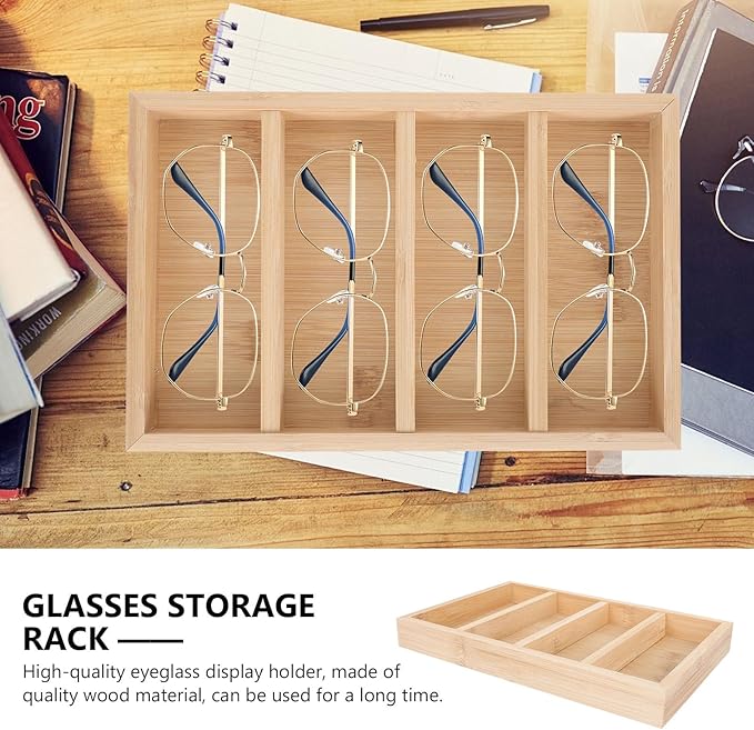 Creative Eyeglasses Storage Tray 4pcs Wooden Sunglasses Display Rack Organizer for Home and Office Eyewear Holder