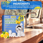 Garbage Disposal Cleaner Deodorizer Tablets 26Pack,XL Powerful Foaming Kitchen Sink Cleaners- Fresh Lemon Scented Disposal Cleaner, Natural Drain Garbage Disposer Cleaning- 1 Year Supply