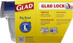 Glad GladWare Big Bowl Food Storage Containers with Lids, Large Round No BPA Plastic Containers for Soups, Salads, and Meal Prep, Lock Tight Seal, Microwave Dishwasher Safe, 48 Oz, 3 Count