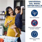 GE Appliances Wool Dryer Balls, XL Reusable Natural Fabric Softener Made of 100% Pure New Zealand Wool, Set of 3