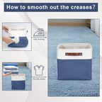 Collapsible Fabric Storage Cubes 11x11 Cube Storage Bins, 4 Pack Closet Baskets Box with Handles for Organizing, Shelf, Toys, Clothes, Home, Office, Nursery (Navyblue&White)