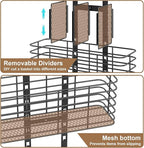 5-Tier Over The Door Bathroom Organizer - Hair Dryer Holder - Hair Tool Organizer Adjustable Height, DIY Bathroom Storage Shelf Wall Mounted for Flat/Curling Irons, Straighteners, Skincare