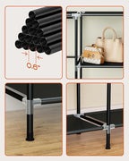 CASAMAYA Portable Closet, 51.2 Inch Large Capacity Wardrobe Closet with Cover, Clothes Storage Organizer with Shelves and 3 Hanging Rods, Easy to Assembly, Black PCT203B01