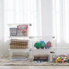 Citylife 22 QT Clear Plastic Storage Bins with Lids Stackable and Nestable Storage Boxes with Lids Large Plastic Storage Containers for Garage, Closet, Kitchen, 6 Packs