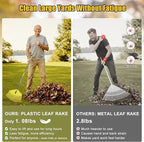 Lightweight Leaf Rake for Lawn & Garden - Durable Nylon Plastic Head, Easy Yard Cleanup for Women, Seniors & Kids, 16.5" Wide Rake for Leaves, Grass & Pine Needles, Adjustable Handle 35–50"