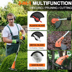 GardenJoy Weed Wacker Battery Operated: 12V Cordless Grass Trimmer with 2.0Ah Battery, Fast Charger and 3 Types Cutting Blade, Portable Electric Lawn Trimmer for Garden Yard Weeding Work