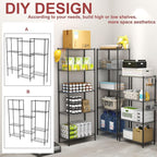 HOMEFORT 6-Shelving Unit, Adjustable Wire Shelving, Metal Wire Shelf Rack Organizer for Kitchen, Pantry, Closet, Bathroom, Laundry, Black,21" W x 11" D x 69" H